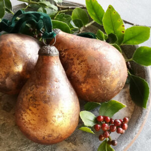 Vintage Russet Glass Pear Bauble
