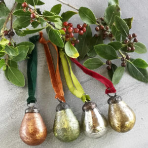 4 x Mini Vintage Glass Pear Baubles