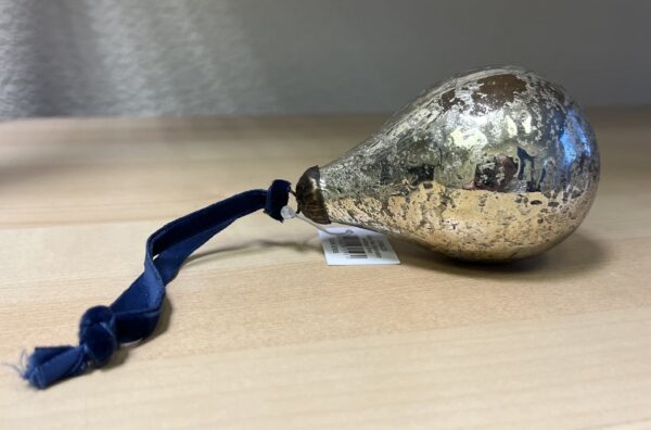 Vintage Silver Glass Pear Bauble