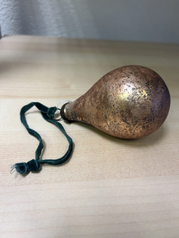 Vintage Antique Russet Glass Pear Bauble Hanging Decoration with Velvet Ribbon - Image 2