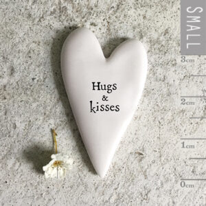Tiny Porcelain Heart Token - Hugs & Kisses by East of India