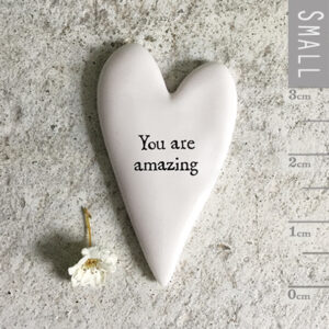 Tiny Porcelain Heart Token - You are Amazing by East of India