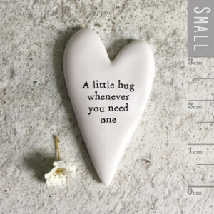 Tiny Porcelain Heart Token - A Little Hug by East of India