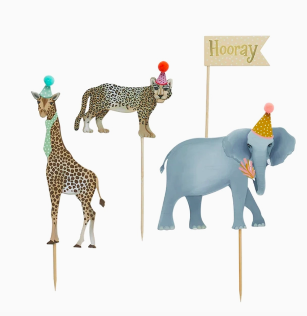 Party Animals Safari Cake Toppers by Hootyballoo
