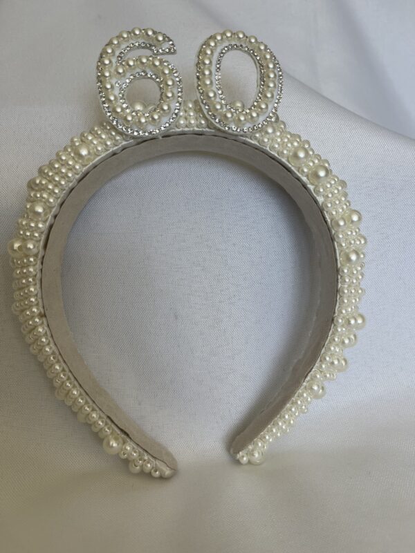 60th Birthday Age - Pearl Headband Tiara Party Crown Keepsake Birthday Gift by One Posh Party