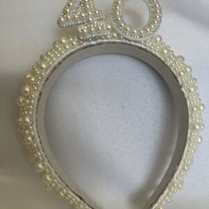 40th Birthday Age - Pearl Headband Tiara Party Crown Keepsake Birthday Gift by One Posh Party
