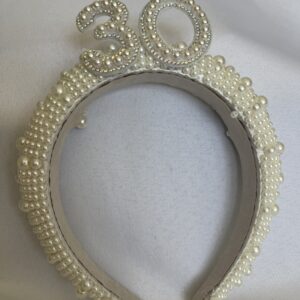 30th Birthday Age - Pearl Headband Tiara Party Crown Keepsake Birthday Gift by One Posh Party
