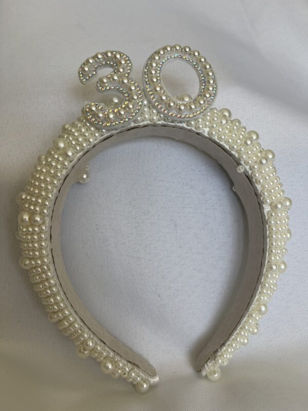 30th Birthday Age - Pearl Headband Tiara Party Crown Keepsake Birthday Gift by One Posh Party