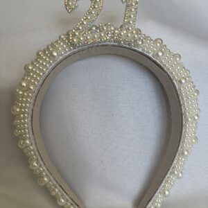 21st Birthday Age - Pearl Headband Tiara Party Crown Keepsake Birthday Gift by One Posh Party