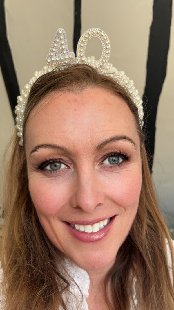 40th Birthday Age - Pearl Headband Tiara Party Crown Keepsake Birthday Gift by One Posh Party