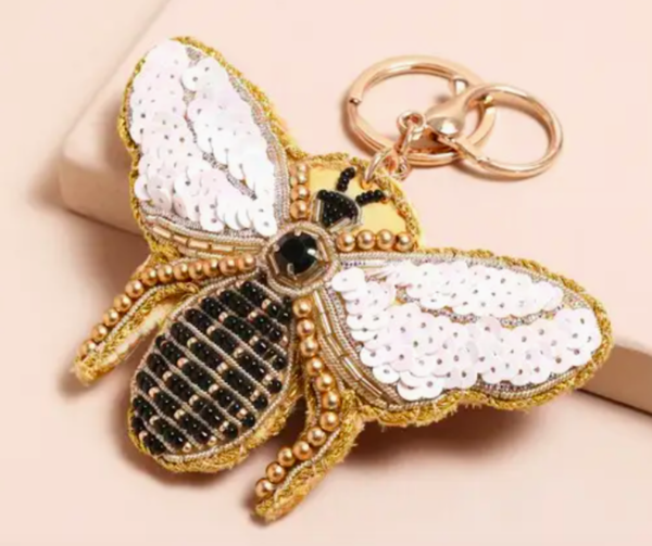 Bee Keyring or Bag Charm with Sequins and Beads by Lisa Angel