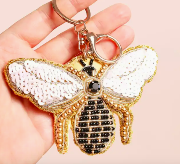 Bee Keyring or Bag Charm with Sequins and Beads by Lisa Angel