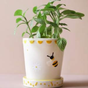 Bee Small Ceramic Planter and Tray by Lisa Angel