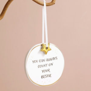 Always Count on Your Bestie Gold Star Hanging Porcelain Decoration by Lisa Angel