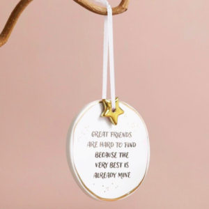 Great Friends Gold Star Hanging Porcelain Decoration by Lisa Angel