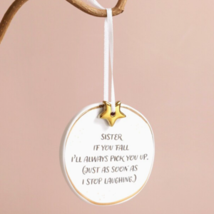 Sister Gold Star Hanging Porcelain Decoration by Lisa Angel