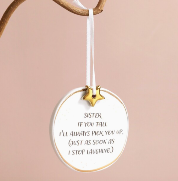 Sister Gold Star Hanging Porcelain Decoration by Lisa Angel