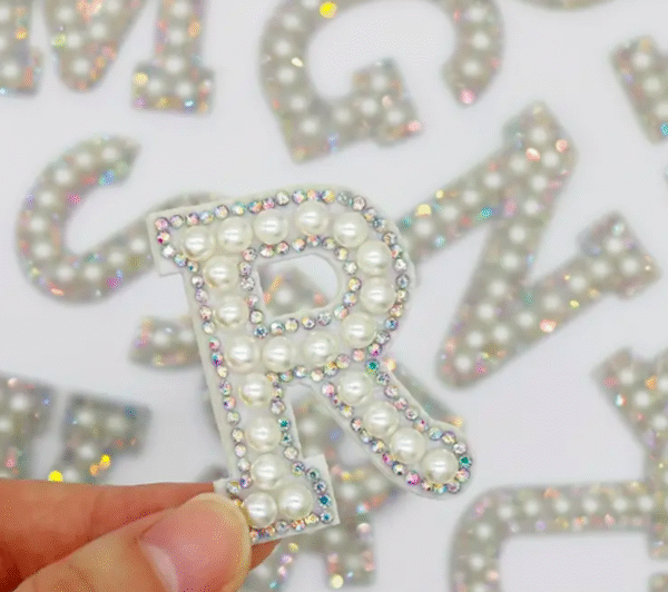 Pearl AB Diamante Letter Patch