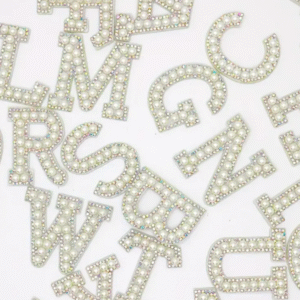 Pearl AB Diamante Letter Patch