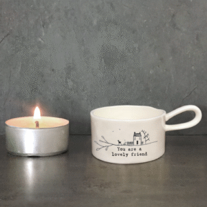 East of India Handled Tea Light Holder - Lovely Friend