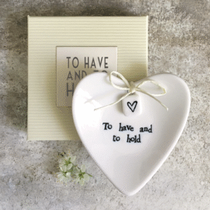 To Have and To Hold Heart Shaped Ring Dish by East of India