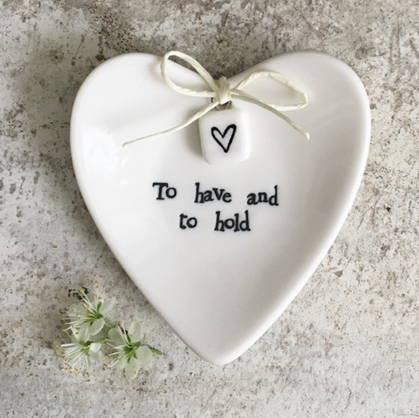 To Have and To Hold Heart Shaped Ring Dish by East of India