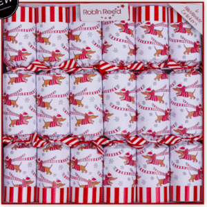 Racing Sausage Dog Christmas Crackers by Robin Reed
