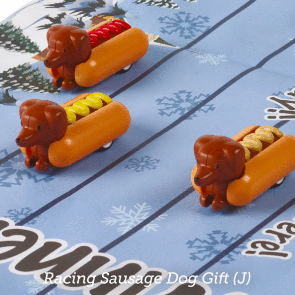 Racing Sausage Dog Christmas Crackers by Robin Reed
